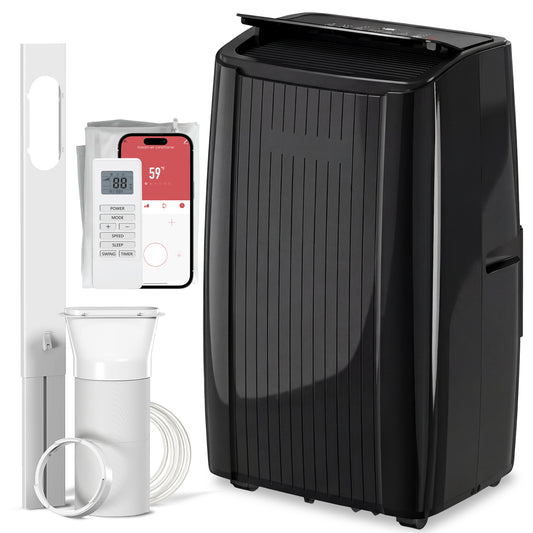 12000 BTU 5-in-1 Portable Air Conditioner with Cool, Heat, Dehumidifier, Fan, Sleep, WiFi Voice Control, Black