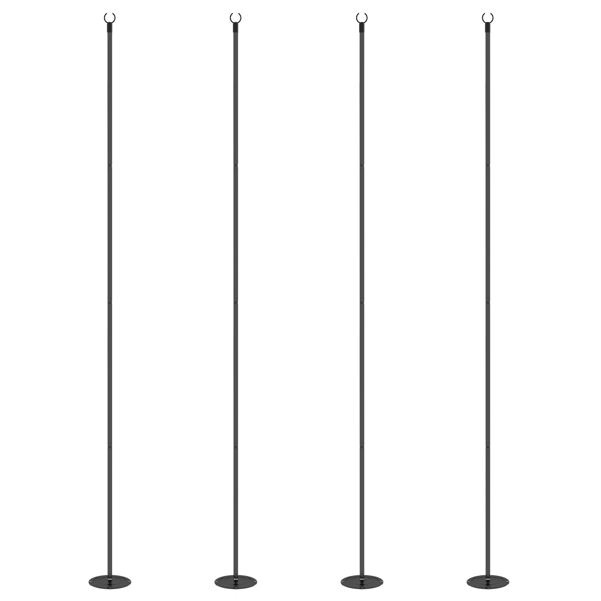 4 Pack of 10' String Light Poles, Steel Hanging Lighting Stand for Patio, Backyard, Deck, Wedding, Party, Black