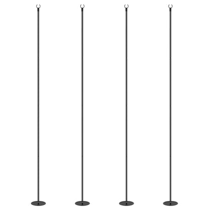 4 Pack of 10' String Light Poles, Steel Hanging Lighting Stand for Patio, Backyard, Deck, Wedding, Party, Black