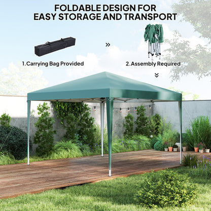 10 x 10ft Folding Pop Up Tent Outdoor Gazebo Canopy with Carrying Bag, Dark Green