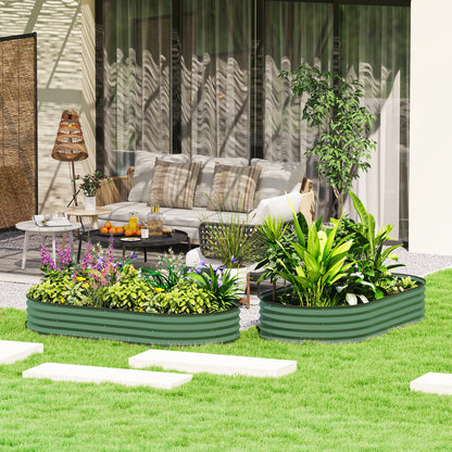 6' x 3' x 1' Large Outdoor Planter Box, Galvanized Raised Garden Bed with Metal Plant Stake, Light Green