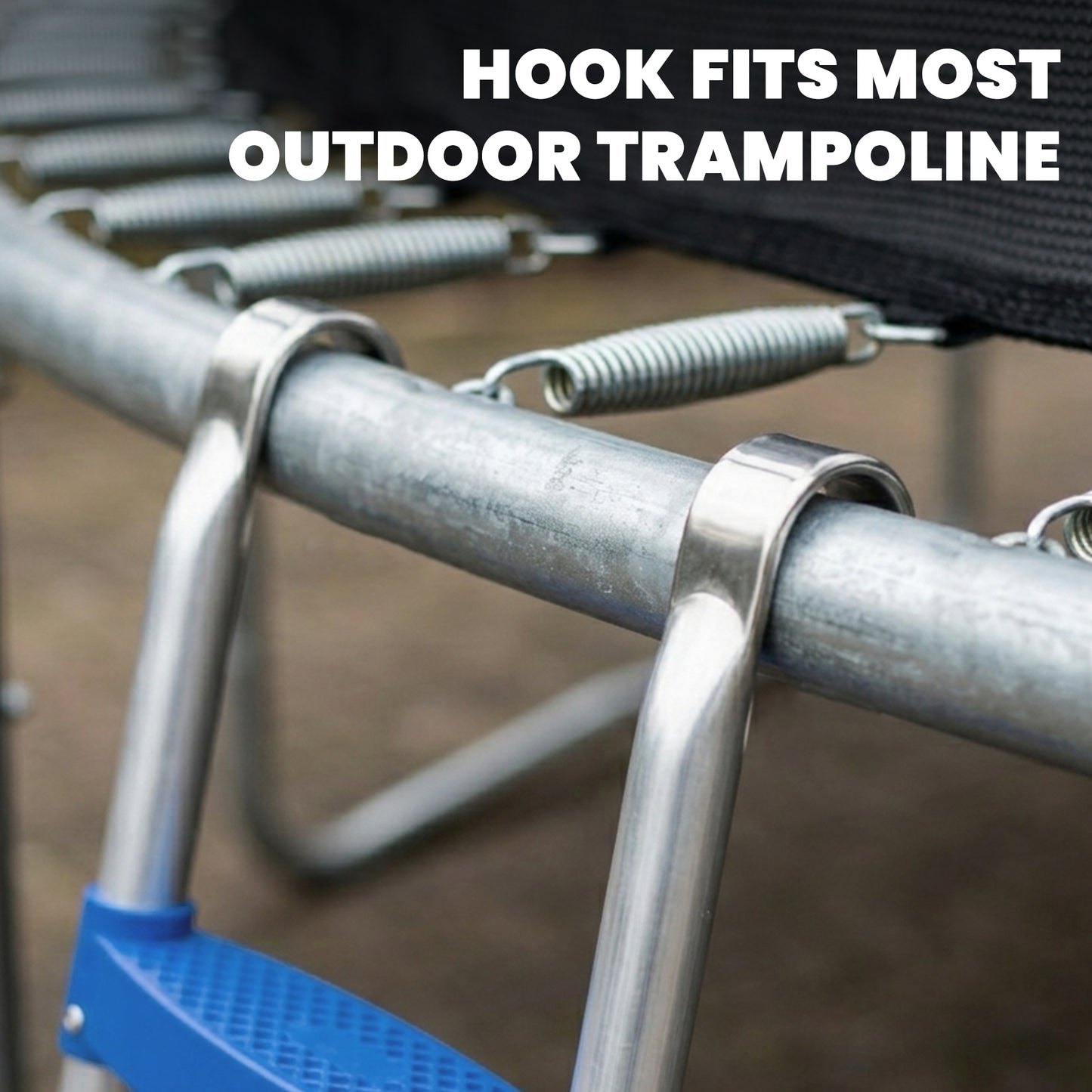 Soozier Trampoline Ladder, 2-Steps with Horizontal Wide Steps, Universal Hook, Galvanized Steel Frame, 330LBS Load Capacity