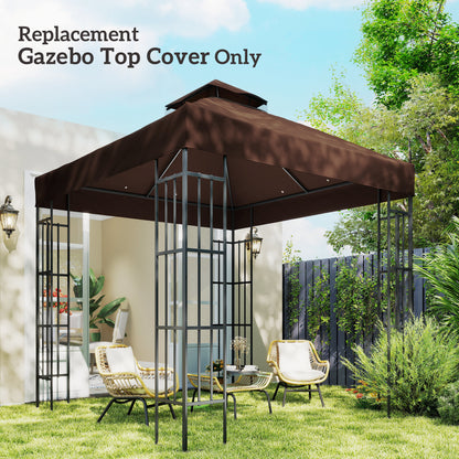 10' x 10' Gazebo Canopy Replacement Cover, 2-Tier Garden Gazebo Roof Replacement, UPF30+, TOP COVER ONLY, Coffee