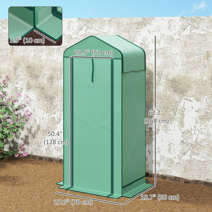 Mini Greenhouse with Screen Roof, Portable Small Greenhouse with Roll-Up Zipper Door, 27.6" x 19.7" x 62.2", Green