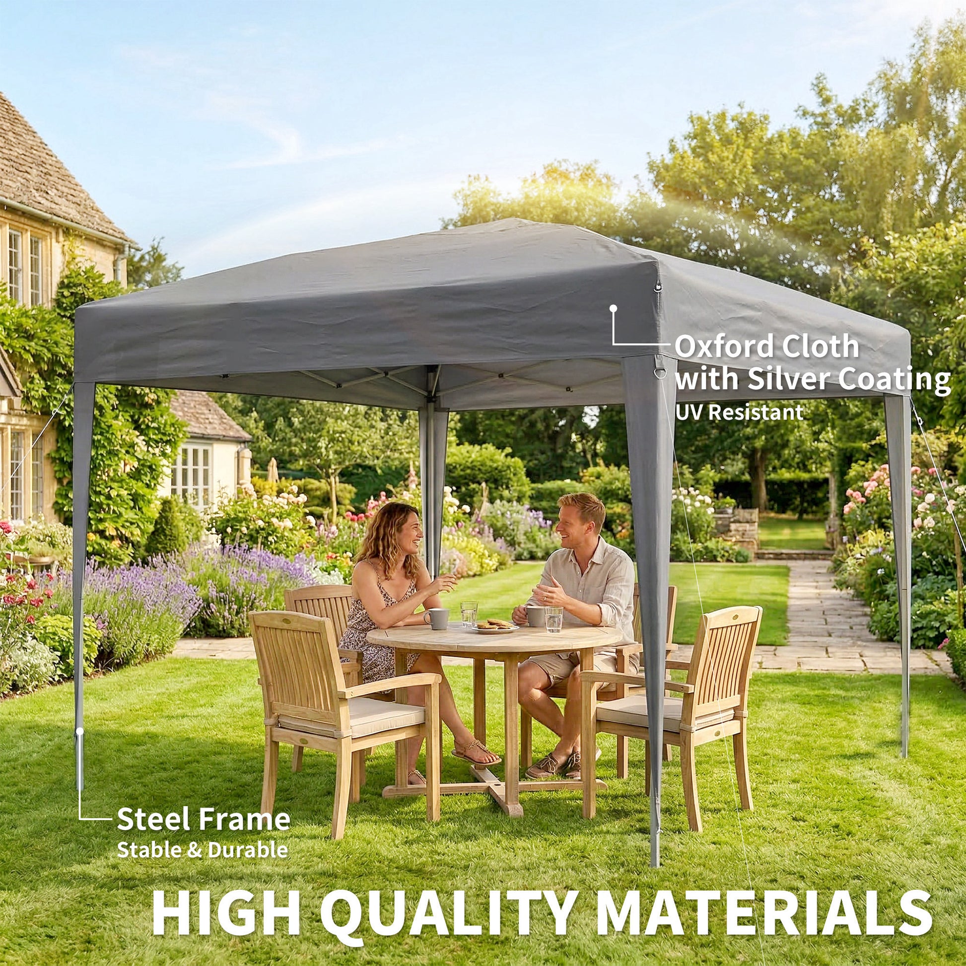 10 x 10ft Folding Pop Up Tent Outdoor Gazebo Canopy with Carrying Bag, Grey