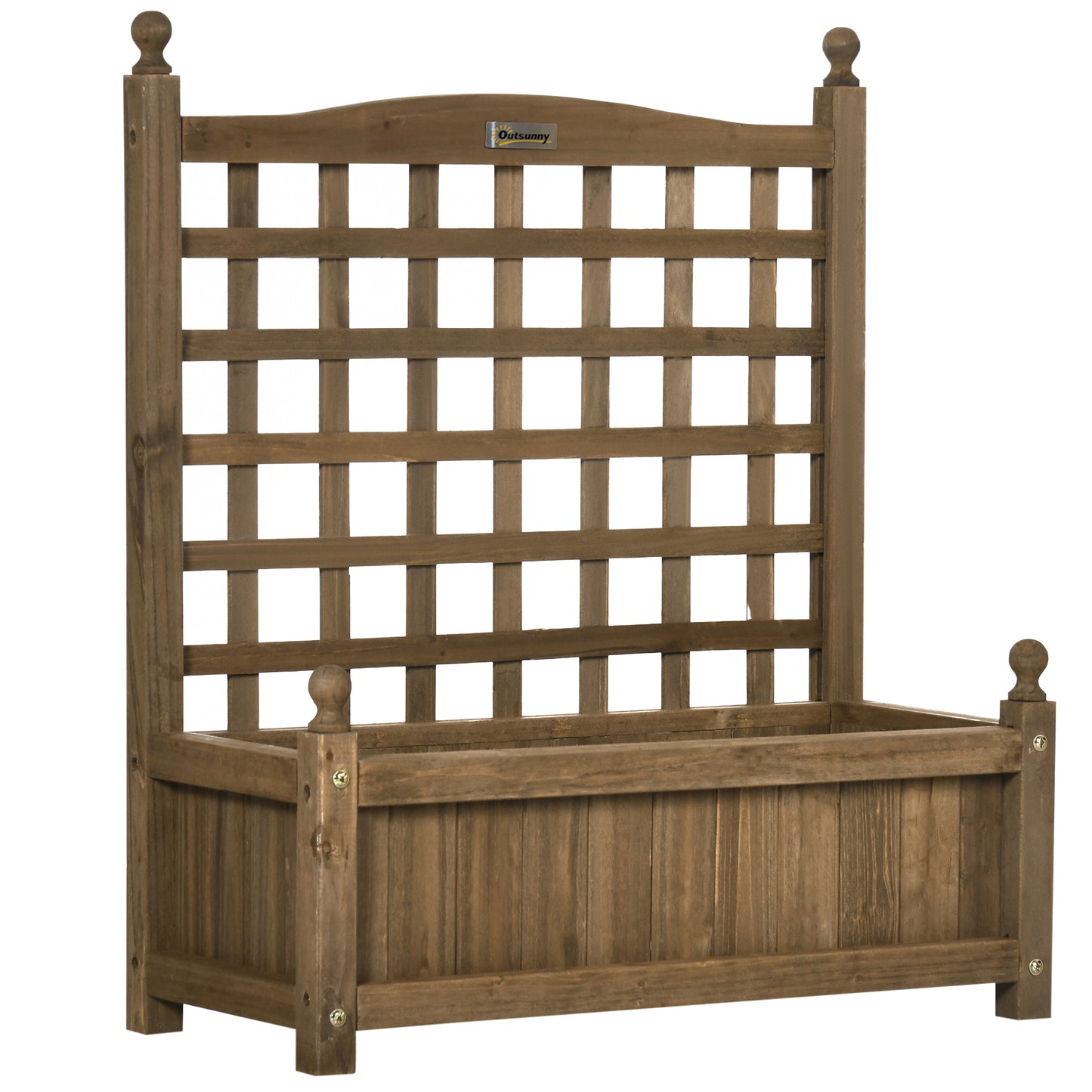 Garden Planter with Trellis for Climbing Vines, Wood Raised Garden Bed, Planter Box for Garden, Indoor Outdoor, Coffee