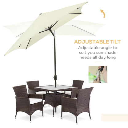 6.5x10ft Rectangle Aluminum Tilt Patio Umbrella, Garden Market Parasol, Outdoor Sunshade Canopy with Crank, Cream White