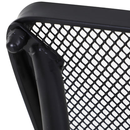 Square Outdoor Side Table, Metal Outdoor Patio Table, Garden Coffee Side Bistro Tables with Mesh Grid Top for Balcony, Porch, Backyard, 17.7" x 17.7" x 19.7", Black