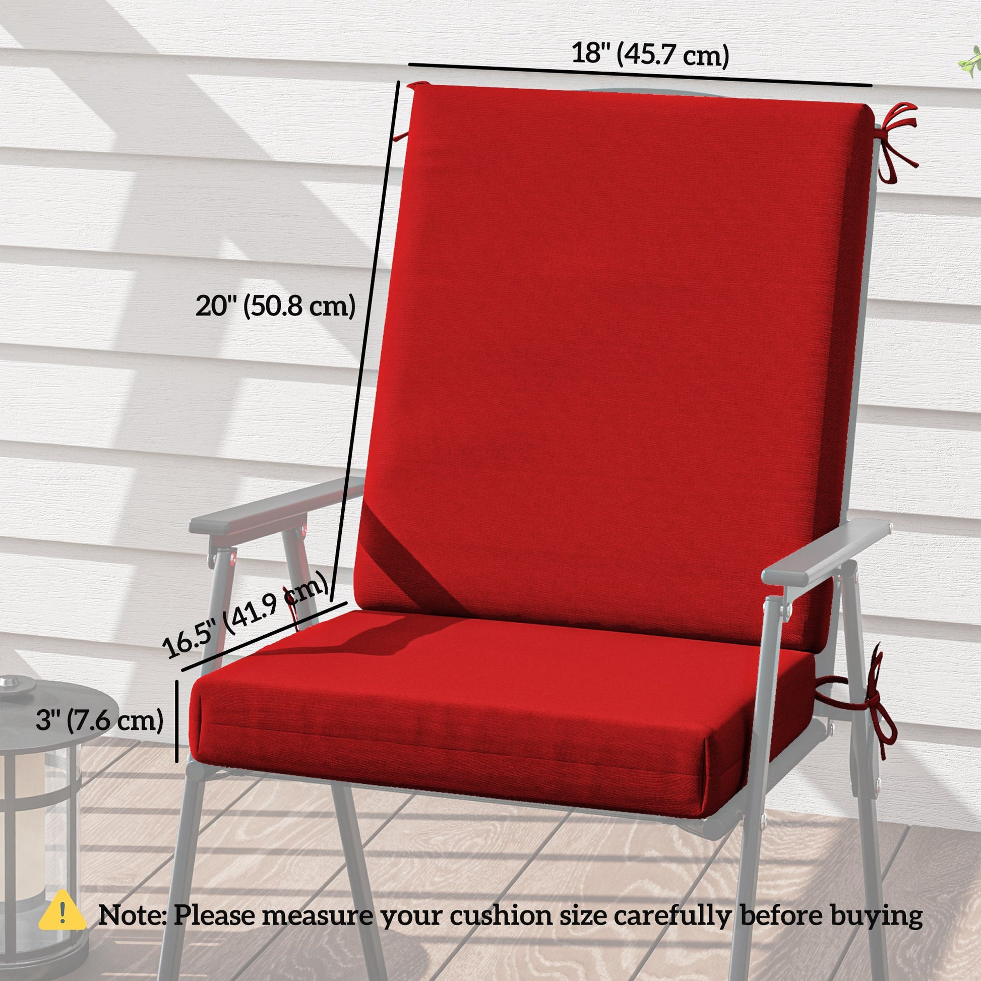 Outdoor Cushions Set of 2 for Dining Chairs, Outdoor Seat Cushions with Back, Fade-Resistant Yarn-Dyed Polyester, Wine Red