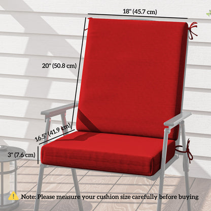 Outdoor Cushions Set of 2 for Dining Chairs, Outdoor Seat Cushions with Back, Fade-Resistant Yarn-Dyed Polyester, Wine Red
