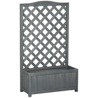 Wood Planter with Trellis for Vine Climbing, Raised Garden Bed to Grow Vegetables for Backyard, 28" x 11" x 46", Grey