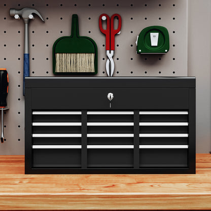 6 Drawer 24" Portable Tool Box with Top Case, Ball Bearing Slides, Metal Tool Chest for Garage, Household and Warehouse