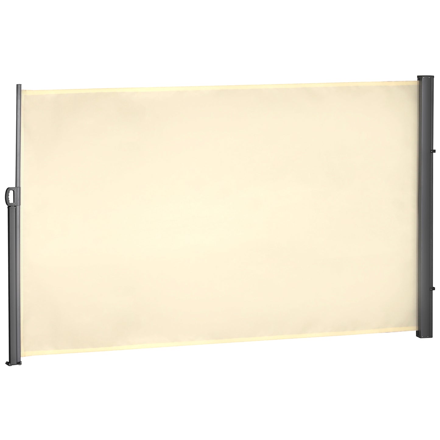 118" x 71" Outdoor Folding Privacy Screen Retractable Side Awning Patio with Resistance to UV Rays and Wind Cream White