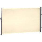 118" x 71" Outdoor Folding Privacy Screen Retractable Side Awning Patio with Resistance to UV Rays and Wind Cream White