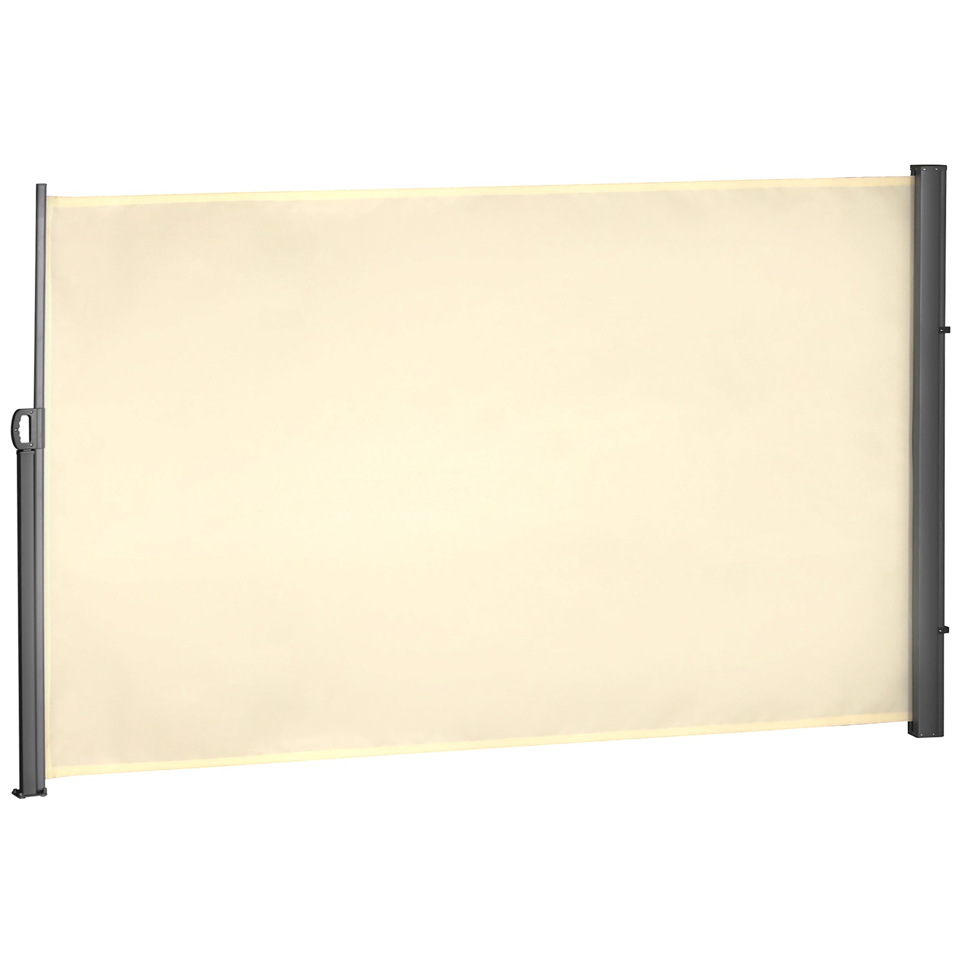 118" x 71" Outdoor Folding Privacy Screen Retractable Side Awning Patio with Resistance to UV Rays and Wind Cream White