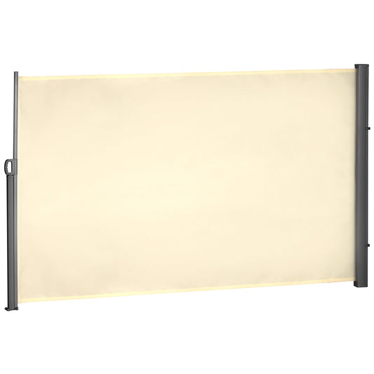 118" x 71" Outdoor Folding Privacy Screen Retractable Side Awning Patio with Resistance to UV Rays and Wind Cream White