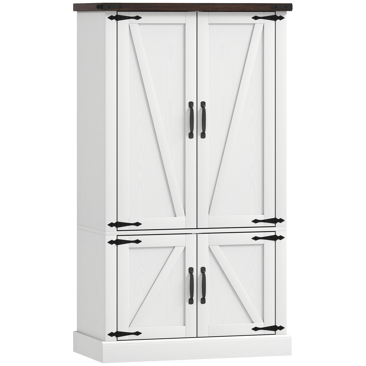 53.5" Pantry Cabinet, Kitchen Storage Cabinet with Adjustable Shelves, 6 Door Spice Racks for Dining Room, White