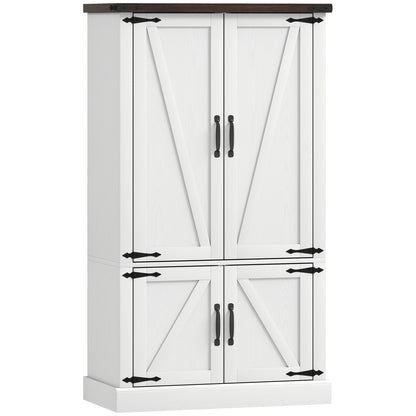 53.5" Pantry Cabinet, Kitchen Storage Cabinet with Adjustable Shelves, 6 Door Spice Racks for Dining Room, White
