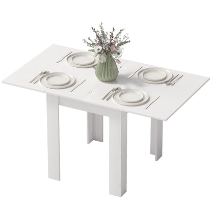55" Extendable Dining Table for 4-6 Person, Kitchen Table with PU Handle and Felt Pads for Small Spaces, White