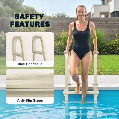 Swimming Pool Ladder, 63.4"-69.3" Adjustable 5-Step Pool Stairs with Handrails, Non-Slip Steps, Load Capacity 300 lb