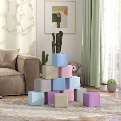 Soozier 12 Piece Soft Play Blocks Soft Foam Toy Building And Stacking Blocks - Multicolours