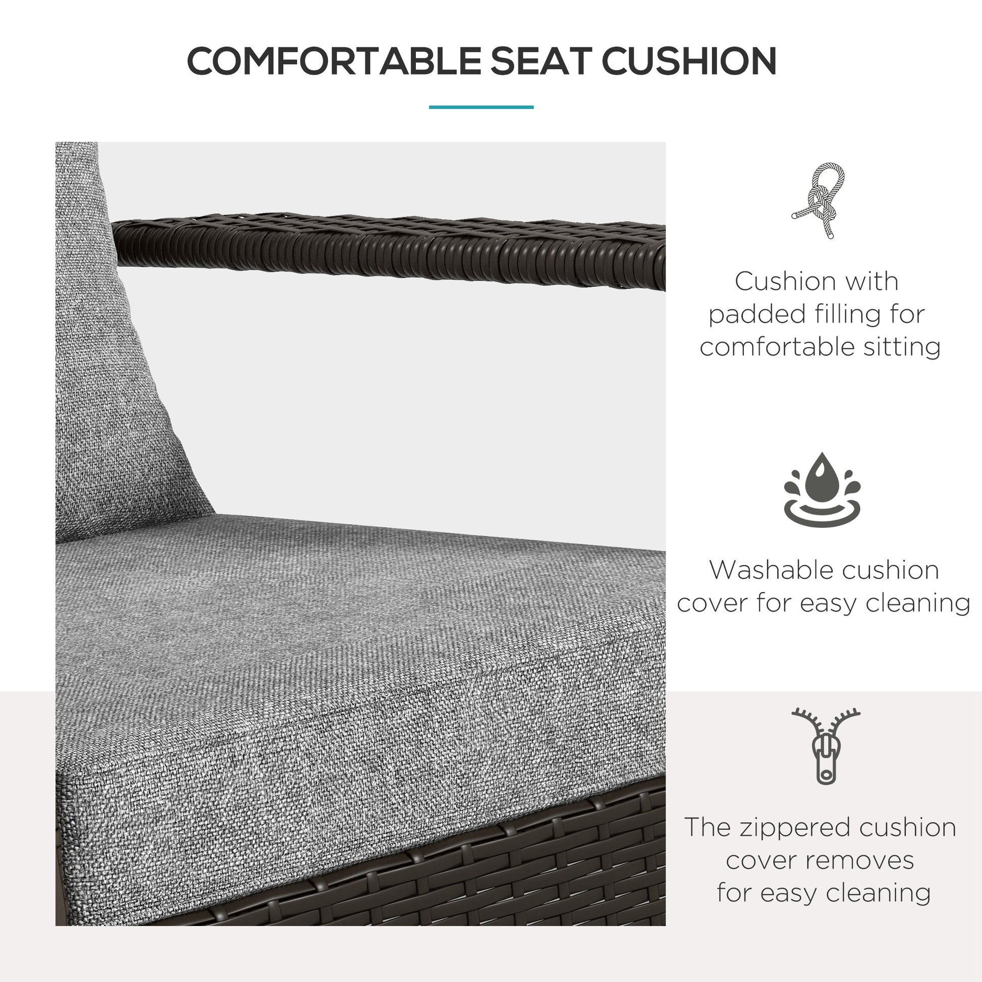 Patio Wicker Adirondack Chair, Outdoor Rattan Muskoka Chair with Cushions for Patio, Garden, Backyard, Grey