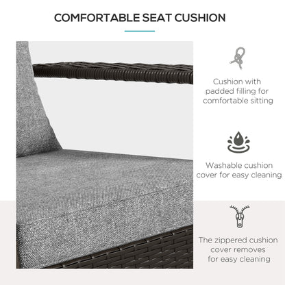 Patio Wicker Adirondack Chair, Outdoor Rattan Muskoka Chair with Cushions for Patio, Garden, Backyard, Grey