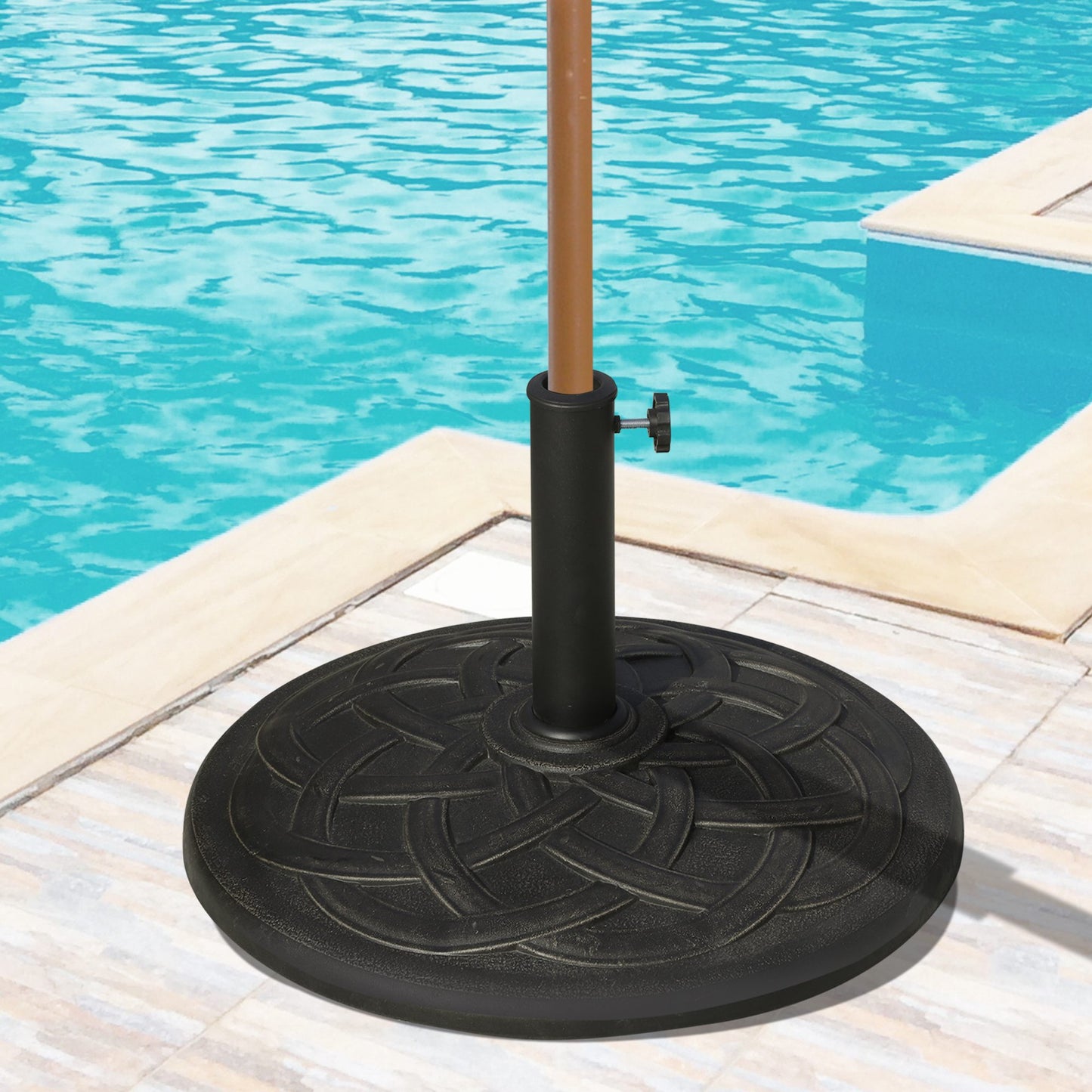 42 lbs Resin Round Market Umbrella Base Holder 22" Decorative Parasol Stand for Patio, Outdoor, Backyard, Bronze
