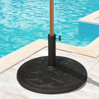 42 lbs Resin Round Market Umbrella Base Holder 22" Decorative Parasol Stand for Patio, Outdoor, Backyard, Bronze