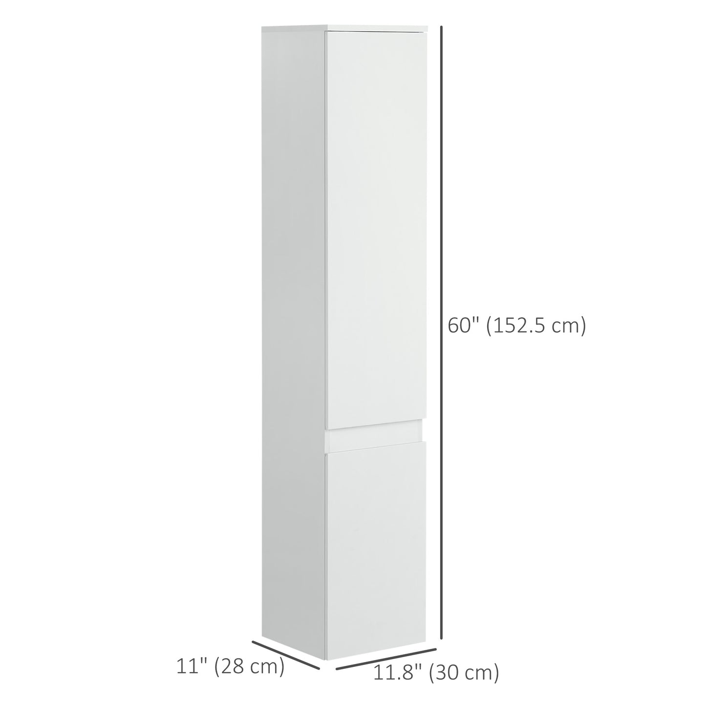 Tall Bathroom Cabinet, Freestanding Storage Organizer with Adjustable Shelves and Cupboards, 11.8" x 11" x 6", White