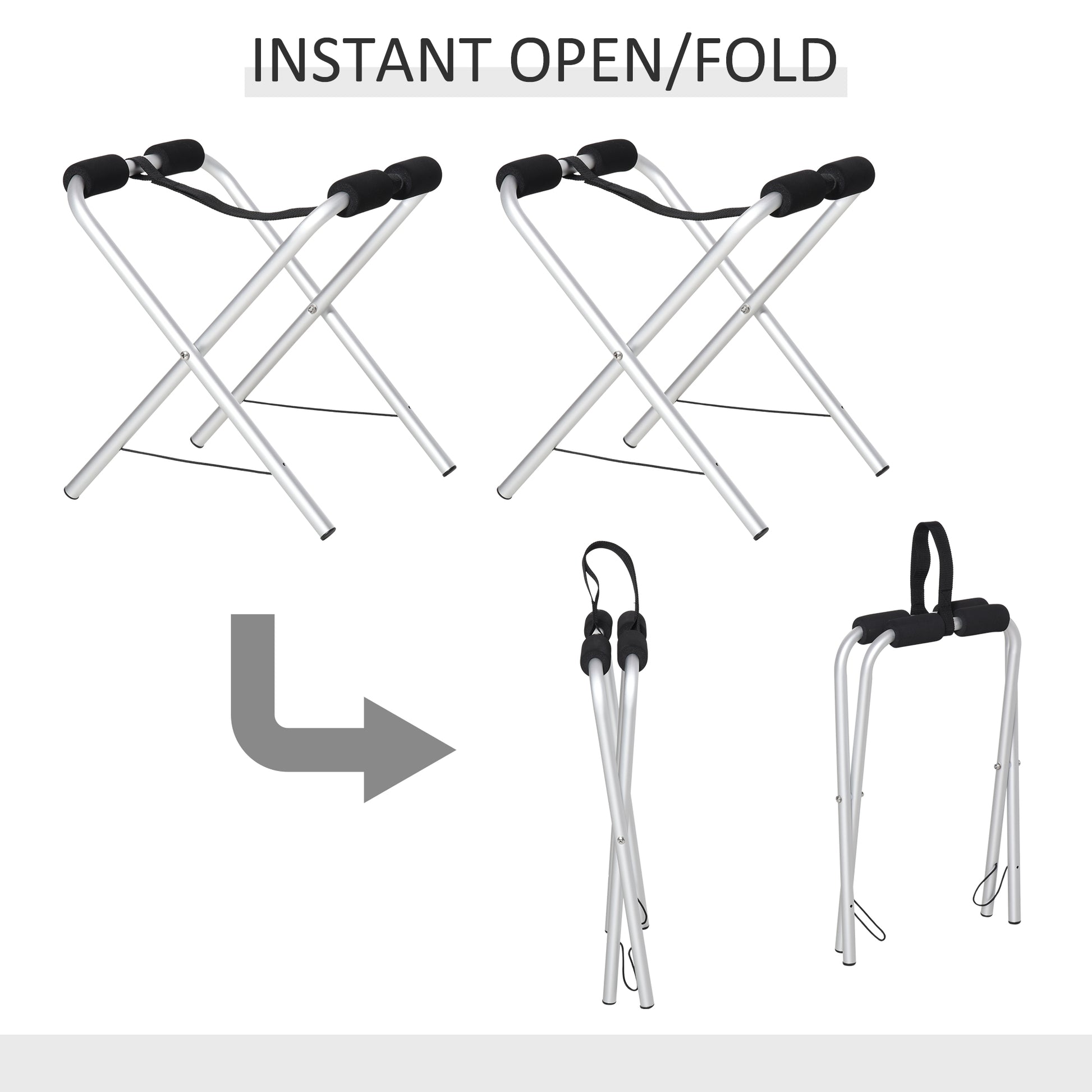 Soozier 2 Pieces Universal Kayak Storage Stand & Rack for Cleaning, Storing, & Maintenance with Aluminum Frame & Folding Design