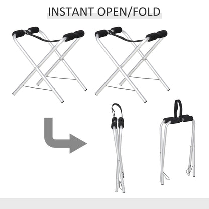Soozier 2 Pieces Universal Kayak Storage Stand & Rack for Cleaning, Storing, & Maintenance with Aluminum Frame & Folding Design