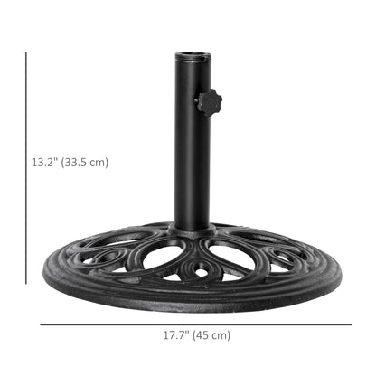 25lbs Cast Iron Round Patio Umbrella Base Stand, Umbrella Holder for Outdoor, Patio, Garden, Deck and Beach, Fit Dia. 1.5", 2" Pole, Black