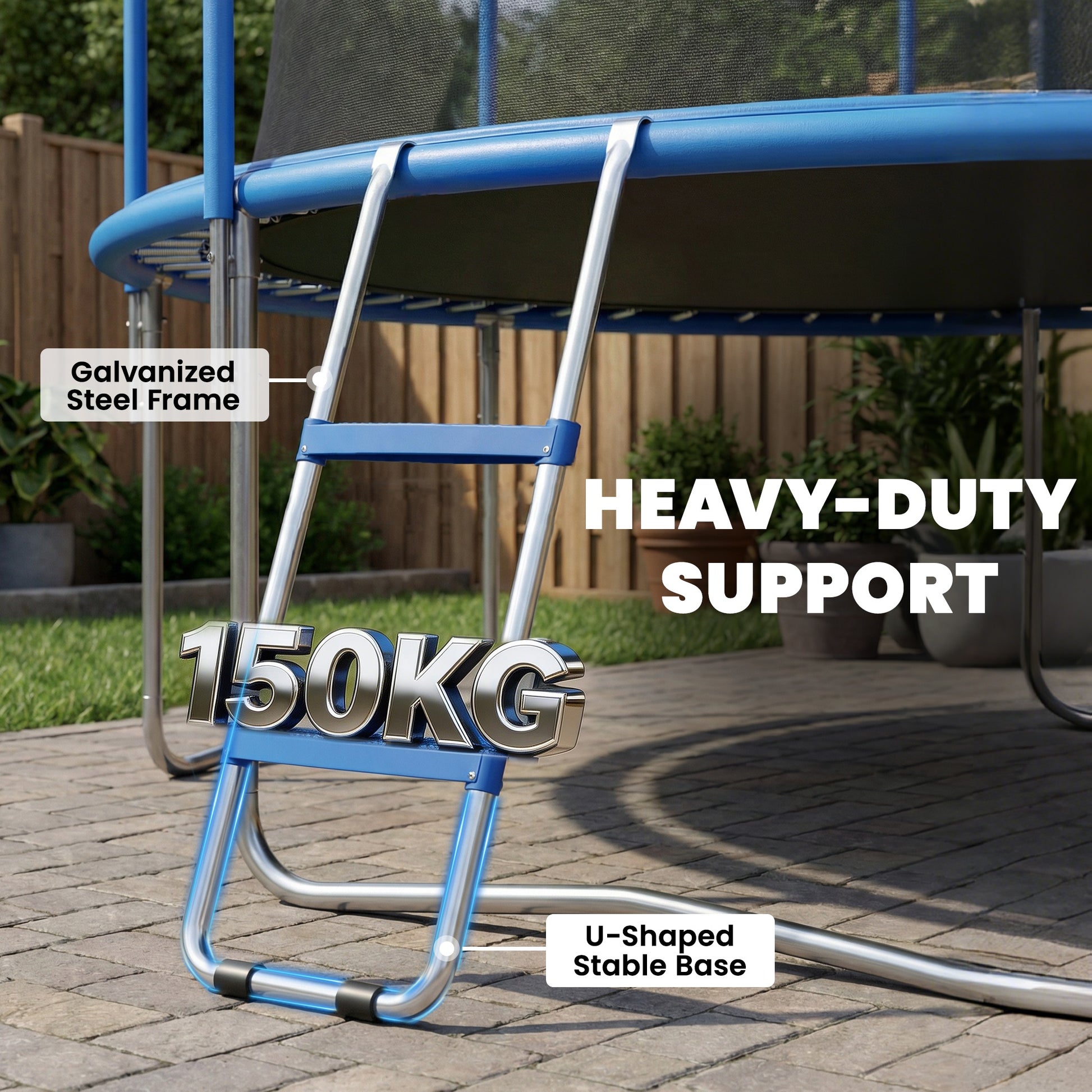 Soozier Trampoline Ladder, 2-Steps with Horizontal Wide Steps, Universal Hook, Galvanized Steel Frame, 330LBS Load Capacity