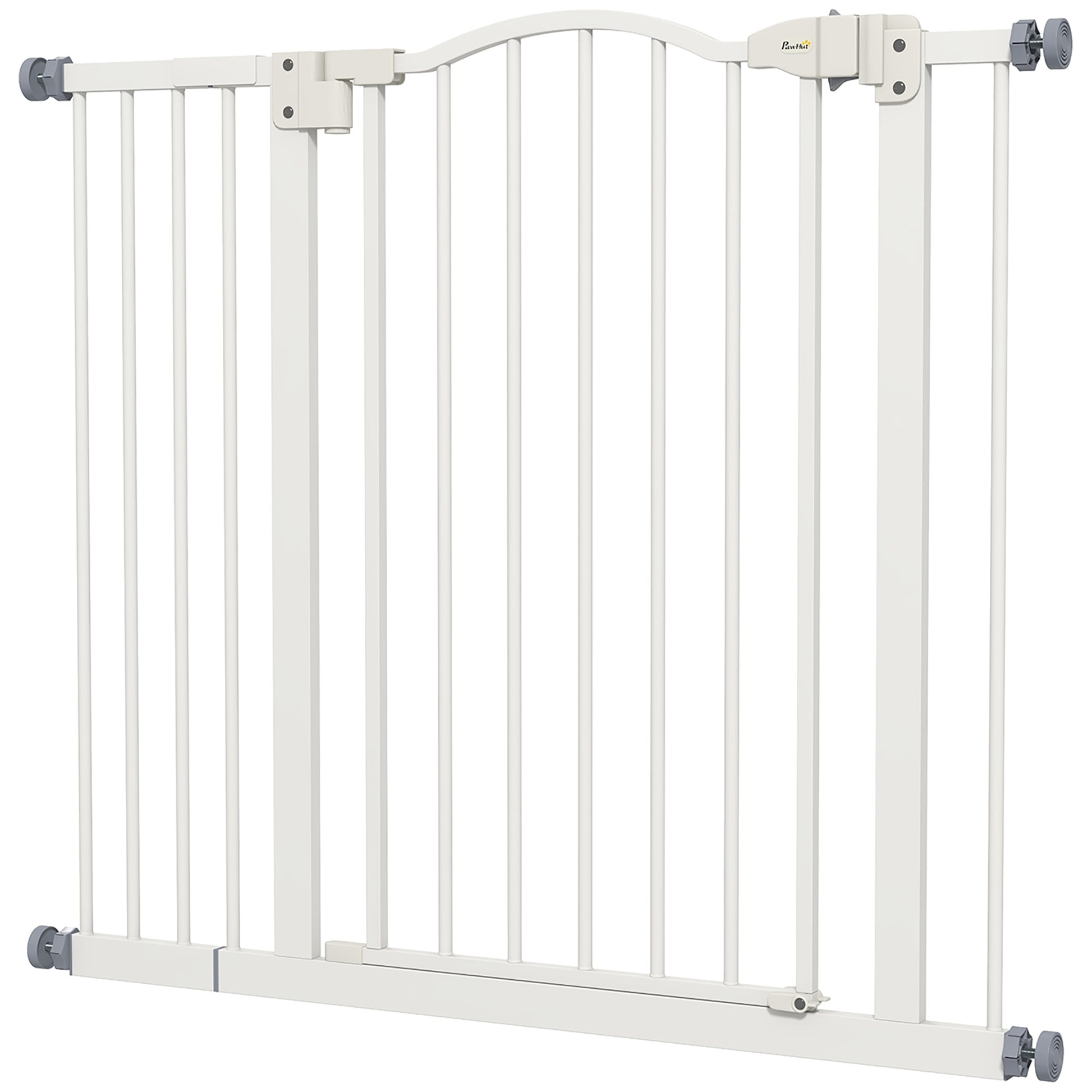 Extra Tall Dog Gate with Door, Pressure Fit, Auto Close, Double Locking for Doorways Hallways Stairs, 29"-37", White