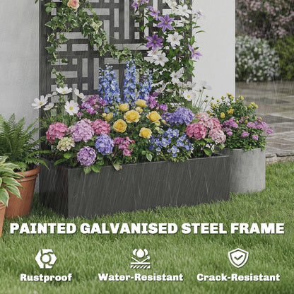 Galvanised Raised Garden Bed with Trellis, 71" Tall Metal Planter Box with Privacy Screen and Drainage Holes