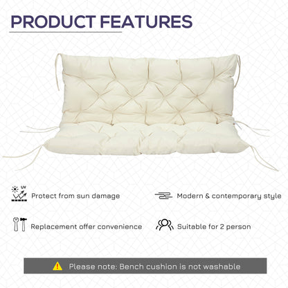 2 Seater Garden Bench Cushion, Soft Thick Outdoor Non-Slip 2 Seater Soft Pad With Backrest for Garden Patio, 52" x 43" x 4", Beige