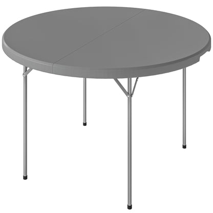 4ft Plastic Folding Picnic Table, Camping Table with Anti-Slip Foot Pads, Indoor Outdoor for Beach, BBQ, Grey