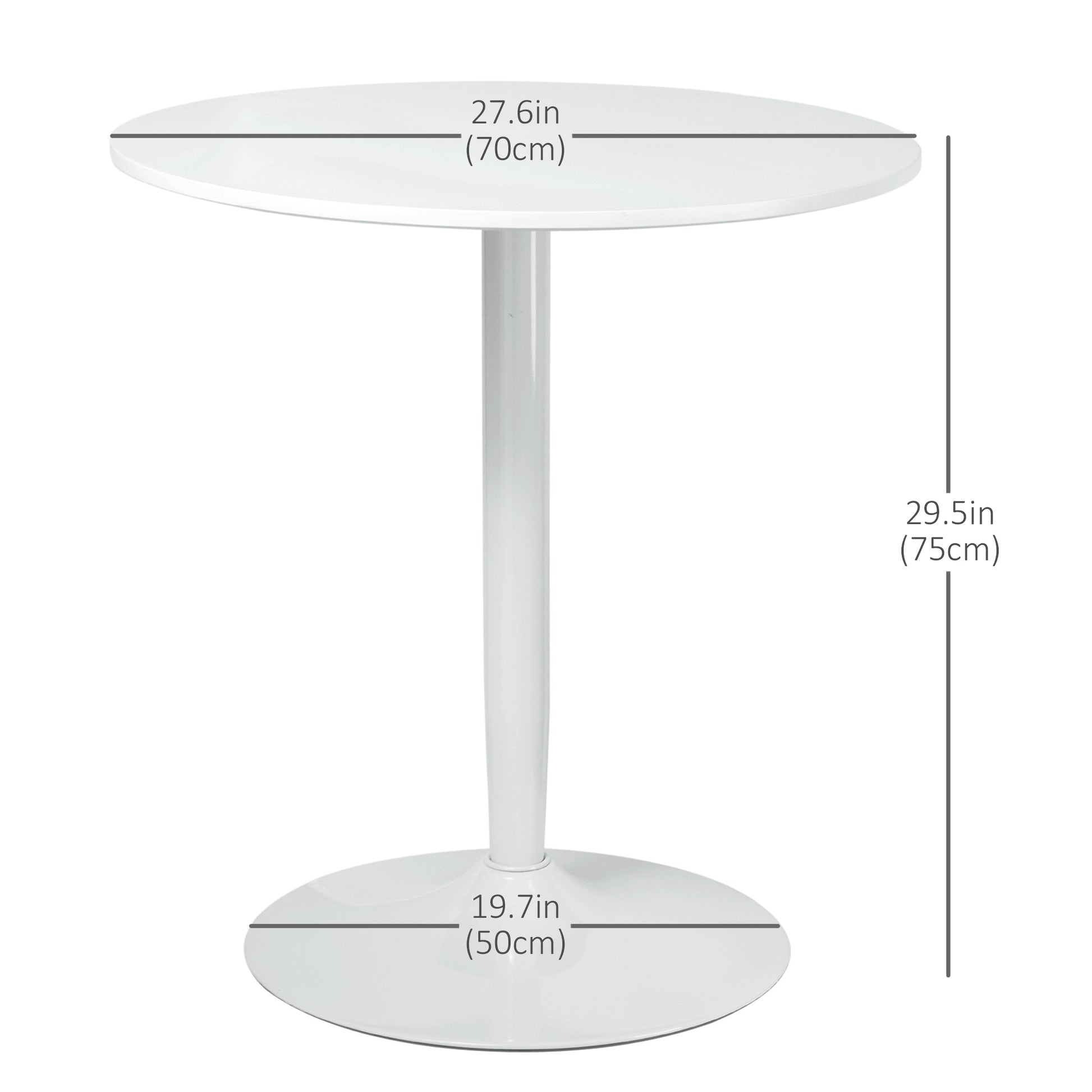 Modern Kitchen Table for 2 people, Round Dining Table with Steel Base for Living Room, Dining Room, White