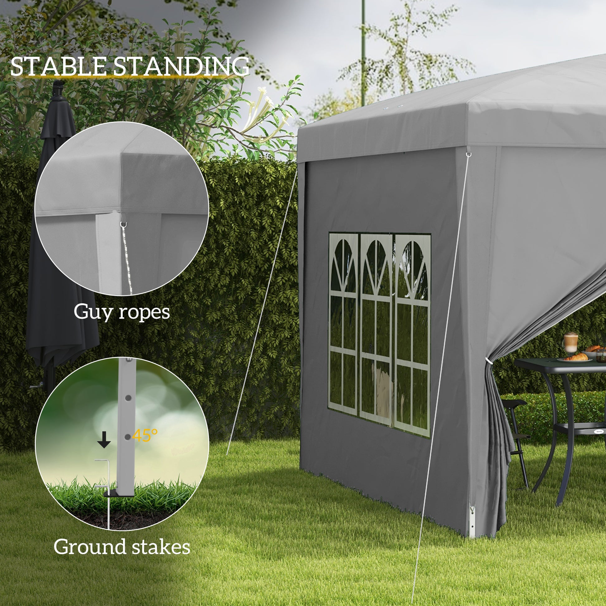 10'x10' Outdoor Pop Up Party Tent Wedding Gazebo Canopy with Carrying Bag (Light Grey)