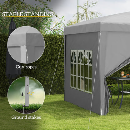 10'x10' Outdoor Pop Up Party Tent Wedding Gazebo Canopy with Carrying Bag (Light Grey)