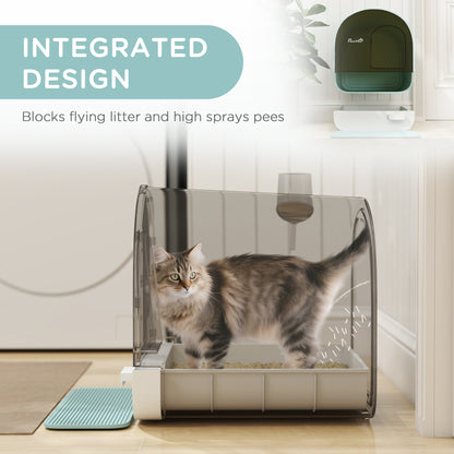 Cat Litter Box with Lid, Removable Tray, Scoop, Filter, Green