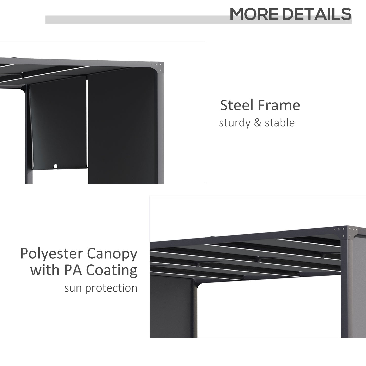 10' x 13' Outdoor Patio Pergola with Sliding Roof, LED Lights, Solar Powered for Garden, Lawn, Backyard, Dark Grey