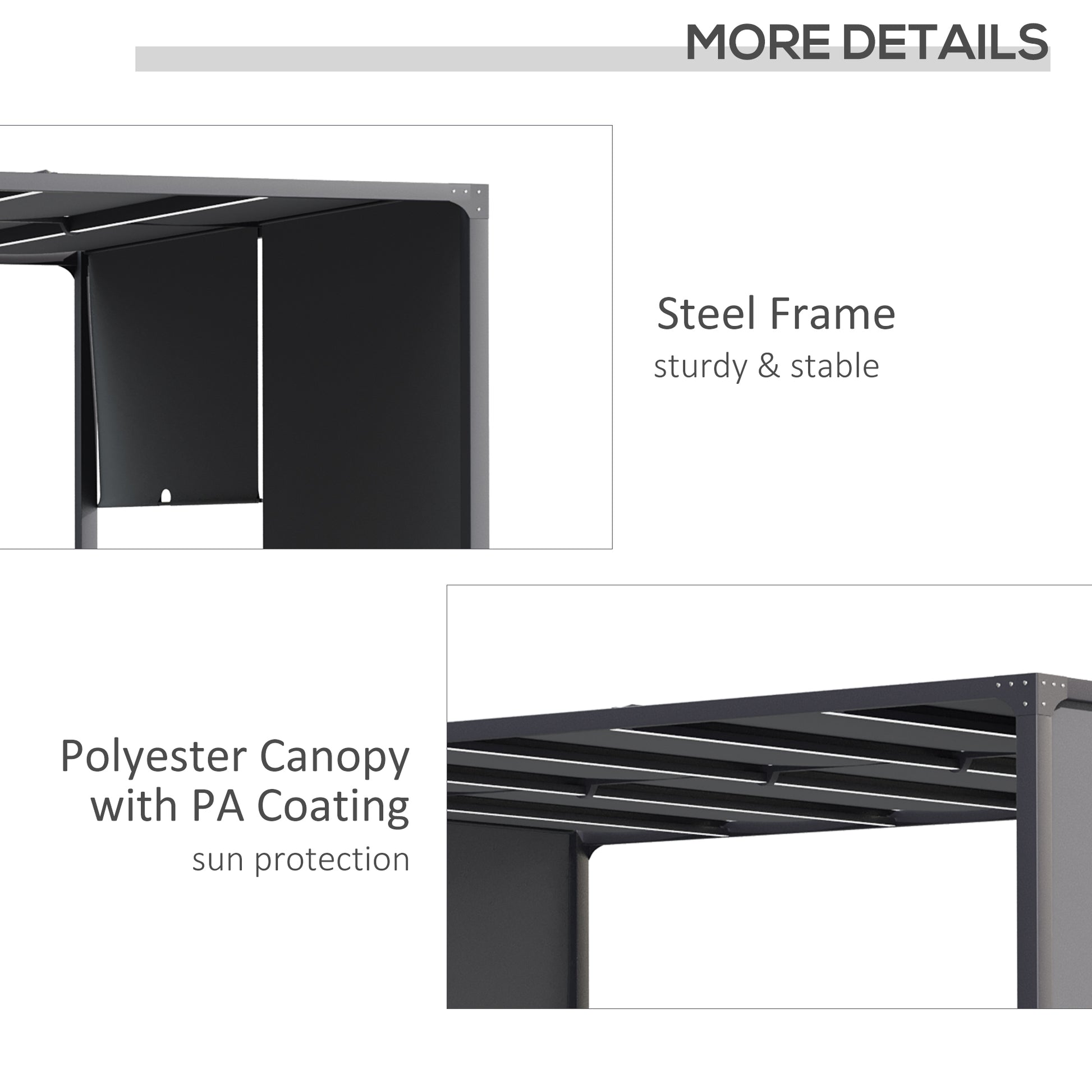 10' x 13' Outdoor Patio Pergola with Sliding Roof, LED Lights, Solar Powered for Garden, Lawn, Backyard, Dark Grey