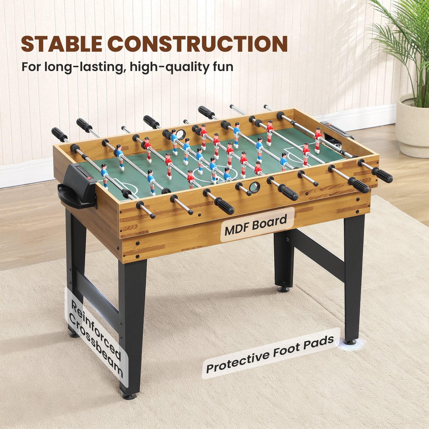 Soozier 48 in 13-in-1 Combo Multi Game Table with Foosball, Pool, Hockey and More for Adults, Light Walnut
