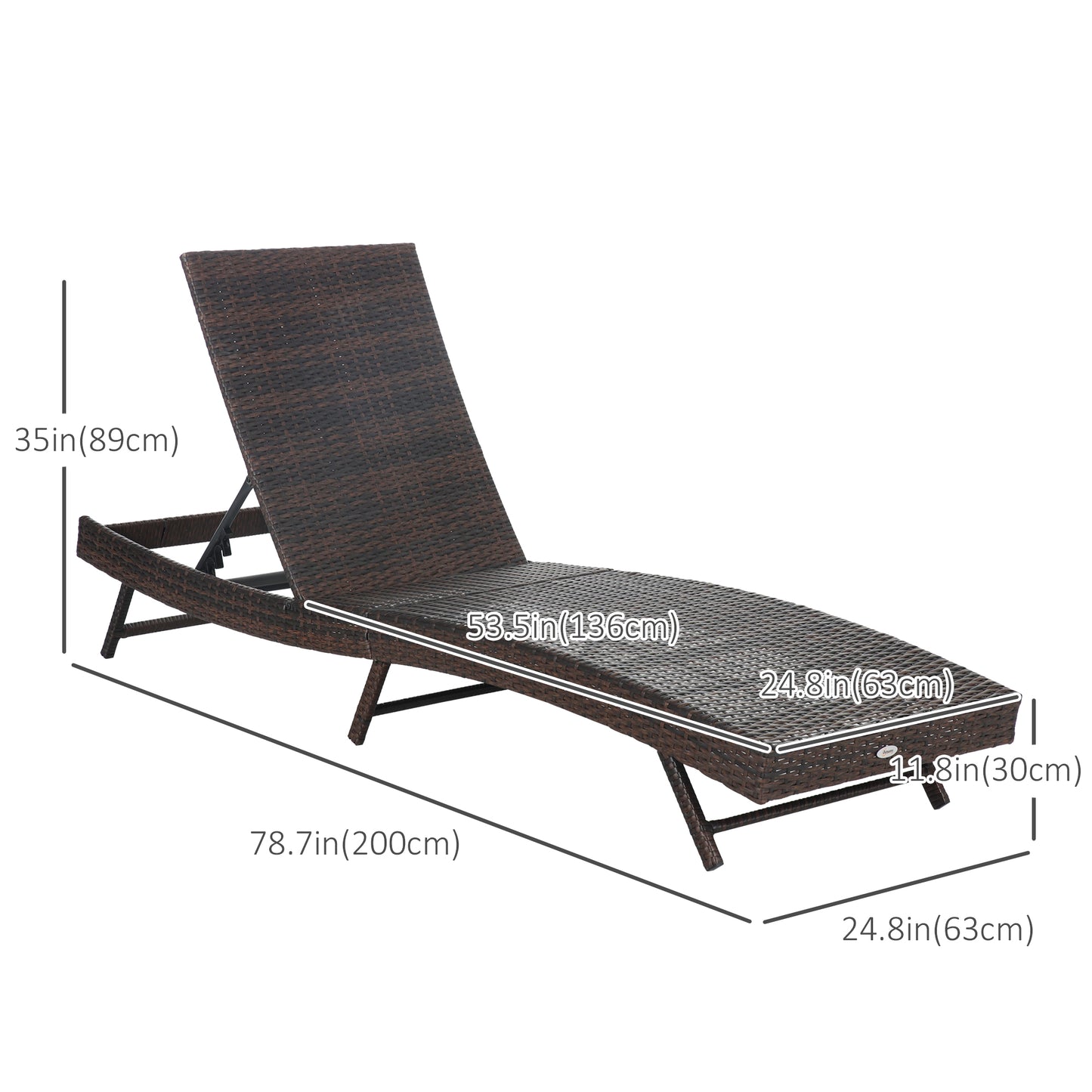 Wicker Patio Lounger, Outdoor S Shape Recliners Lounge Chair w/ 5-Level Adjustable Backrest, Soft Padded Cushion for Outdoor Use, Grey