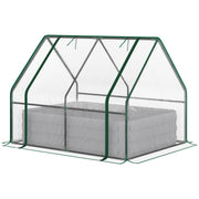 Steel Outdoor Raised Garden Bed with Greenhouse,Cover, Roll Up Door, Dual Use, 50"x37.4"x36.2", Clear