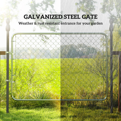 Garden Gate Chain Link Fence Gate, Galvanized Steel Garden Door for Yard Entrance Way, 47.2 x 70.9 in., Silver