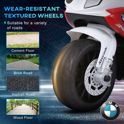 Aosom Kids Motorcycle, 6V Battery Powered Toddler Motorcycle with Headlight, Music, 3 Wheels Electric Motorcycle for Kids, Licensed BMW, Gift for Boys & Girls -Red