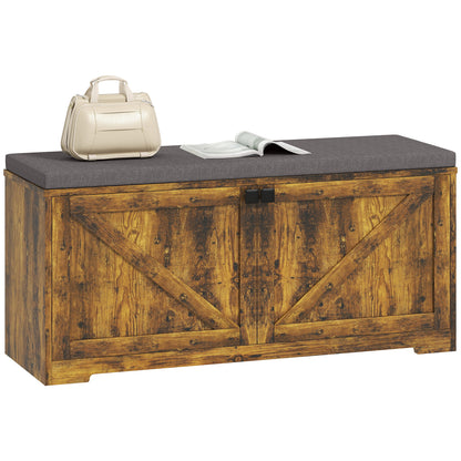 Shoe Storage Bench with Padded Seat, Entryway Bench Holds up to 352 lb, Shoe Organizer, 8 Pairs, Rustic Brown